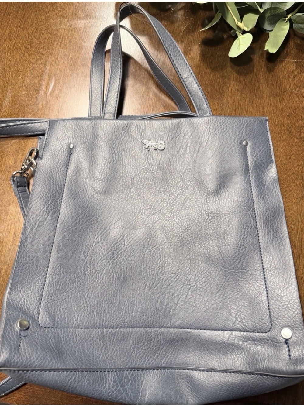 Mathew + Julian Leather Tote Bag in Slate Blue